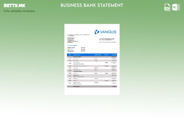 модерен стил Извод на сметка на организацијата на Vanquis Bank Шаблон Word и PDF